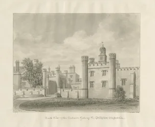 Blithfield Hall: Sepia tegning