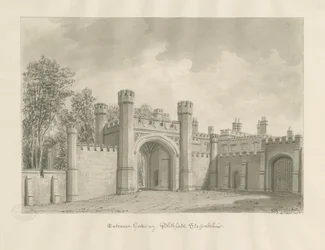 Blithfield Hall: sepia tegning