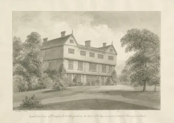 Broughton Hall: sepia tegning, 1848