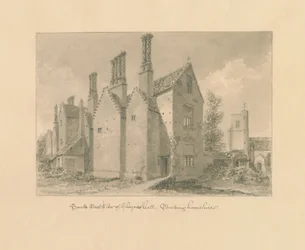 Buckinghamshire - Chenies Hall: sepia tegning