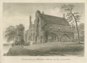 Burton-upon-Trent Abbey: sepia-tegning