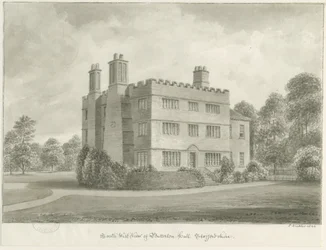 Butterton Hall: sepia tegning, 1844