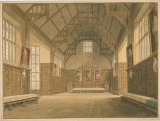 Cambridgeshire - Trinity College Hall - Interior View, 1818dani