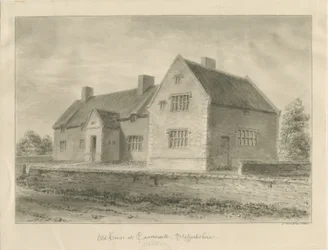 Caverswall Village - gamle huse: sepia tegning