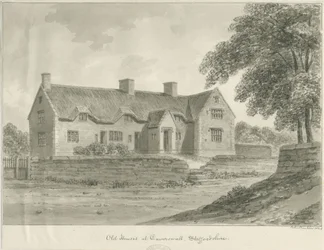 Caverswall Village - Gamle huse: sepia-tegning, 1840