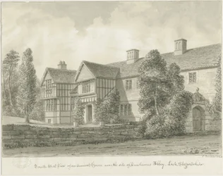 Dieulacres Abbey - Ancient House: sepia tegning