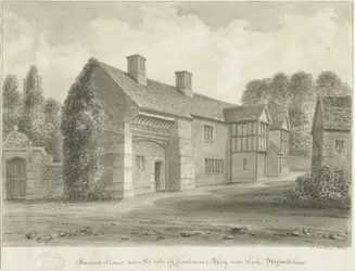Dieulacres Abbey - Ancient House: sepia tegning