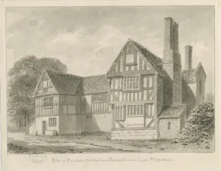 Dimsdale Old Hall: sepia tegning, 1841