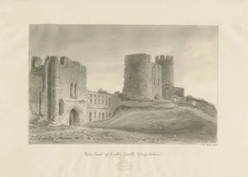 Dudley Castle - The Keep: sepia-tegning