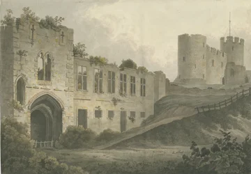 Dudley Castle - The Keep: watercolor painting, and [c 1820] dani