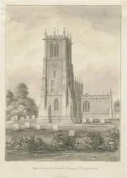 Eccleshall Church: sepia tegning