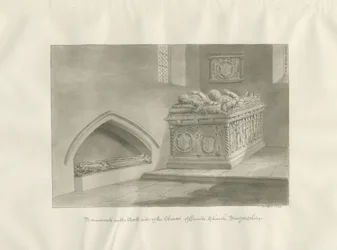 Enville Church - Monument: sepia tegning