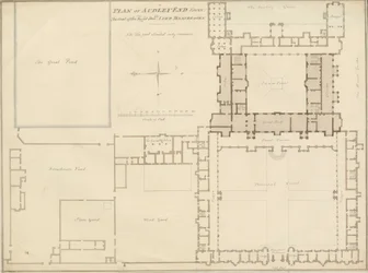 Essex - Audley End - Plan: sepia tegning, 1815