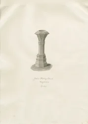 Skrifttype i Aldridge Church: sepia-tegning