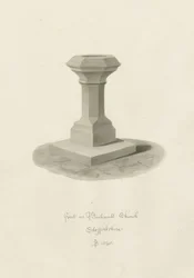 Skrifttype i Bucknall Church: sepia tegning