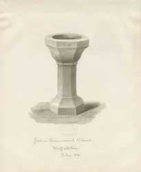 Skrifttype i Hammerwich Church: sepia-tegning, juni 1843 (tegning)