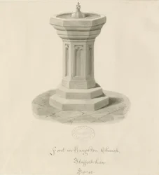 Skrifttype i Haughton Church: sepia-tegning