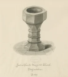 Skrifttype i Mayfield Church: sepia tegning