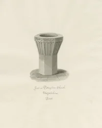 Skrifttype i Pattingham Church: sepia vask tegning, 1846
