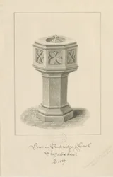 Skrifttype i Penkridge Church: sepia tegning