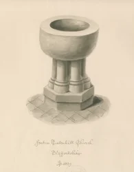 Skrifttype i Tatenhill Church: sepia vask tegning