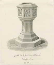 Skrifttype i Trentham Church: sepia-tegning, 1844