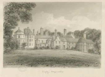 Hagley Hall: sepia tegning, 1814
