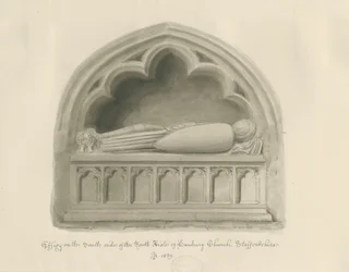 Hanbury Church - Skuebillede [af Sir John Hanbury]: sepia-tegning