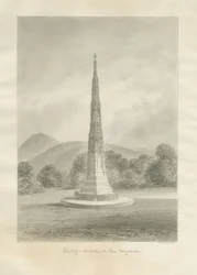 Ilam Village - Cross: sepia tegning