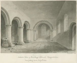 Interior of Armitage Church: sepia drawing, 6 Jul 1844dani