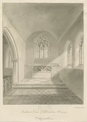 Interior of Bradley Church: sepia drawing, 1842dani