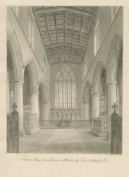 Interiør af Penkridge Church: sepia tegning