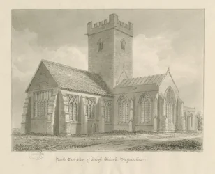 Leigh Church: sepia tegning