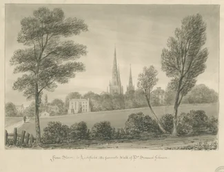 Lichfield - Stowe: sepia tegning