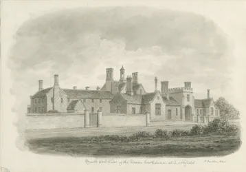 Lichfield - Union Workhouse: sepia tegning