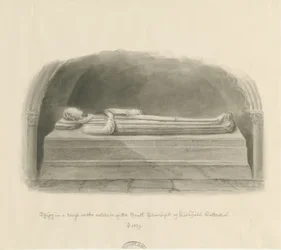 Lichfield Cathedral - Effigy [ukendt person]: sepia-tegning