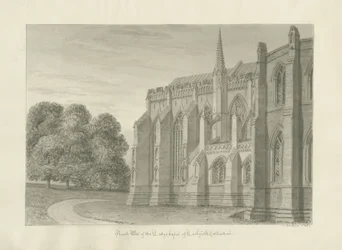 Lichfield Cathedral - North View: sepia-tegning, 1845