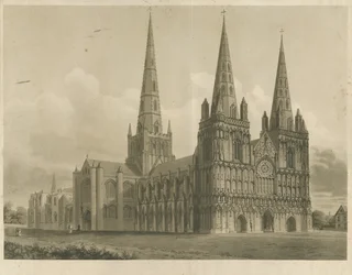 Lichfield Cathedral - North West View: akvatintegravering, nd [1807]