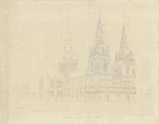 Lichfield Cathedral - North West View: radering, 1807
