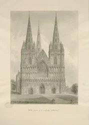 Lichfield Cathedral - West Front: sepia-tegning, 1806