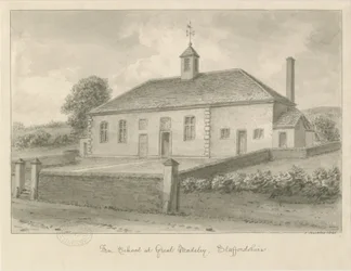 Madeley - Free School: sepia drawing, 1840dani