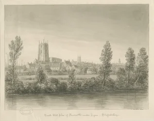 Newcastle-under-Lyme Town: sepia vask tegning