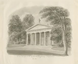 Shugborough - Dorisk tempel: sepia-tegning, 1842