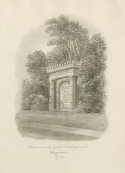 Shugborough - Monument: sepia tegning