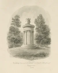 Shugborough - The Choragic Monument of Lysicrates: sepia-tegning