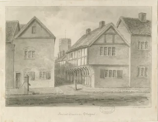 Stafford - Little Church Lane: sepia-tegning, 1841