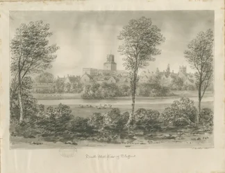 Stafford - South West View: sepia tegning