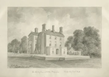 Standon - præstegård for pastor Joseph Salt: sepia-tegning
