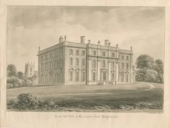 Swynnerton Hall: sepia tegning, 1841