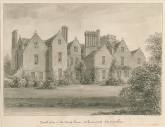 Tamworth - The Moat House: sepia tegning